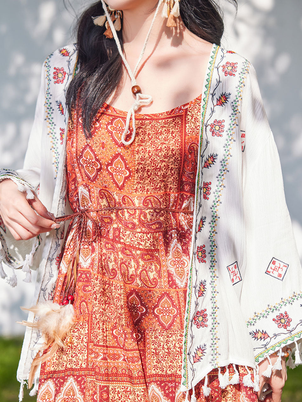 Bohemian Orange Strap Boho Maxi Dress