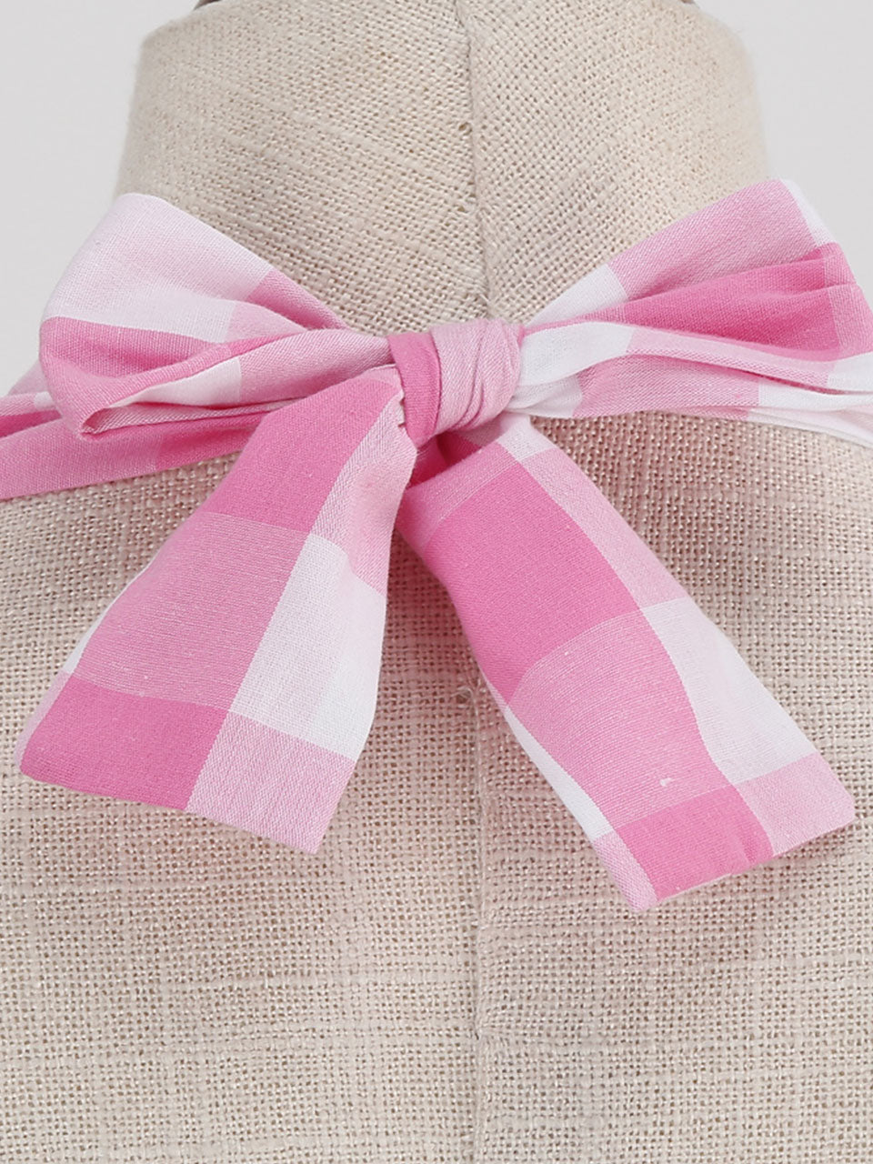 Pink And White Plaid Halter Deep V Neck 1950S Vintage Dress