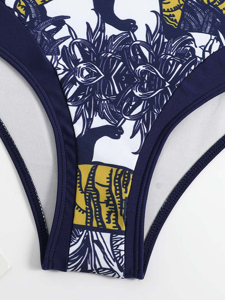 Animal Floral Print Strap Two Pieces