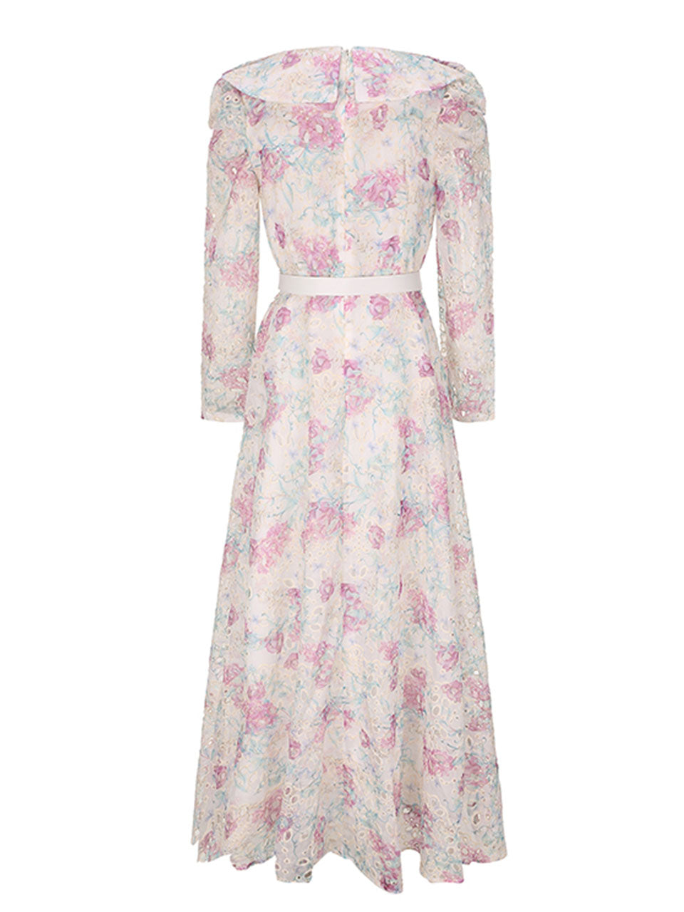 Purple Floral Print Vintage 3/4 Sleeve Dress