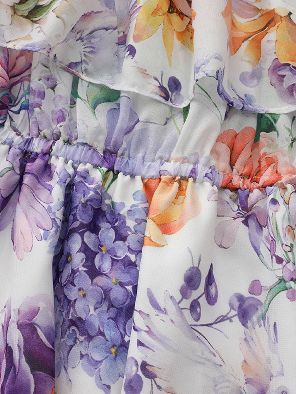 Purple Off-Shoulder Chiffon Dress
