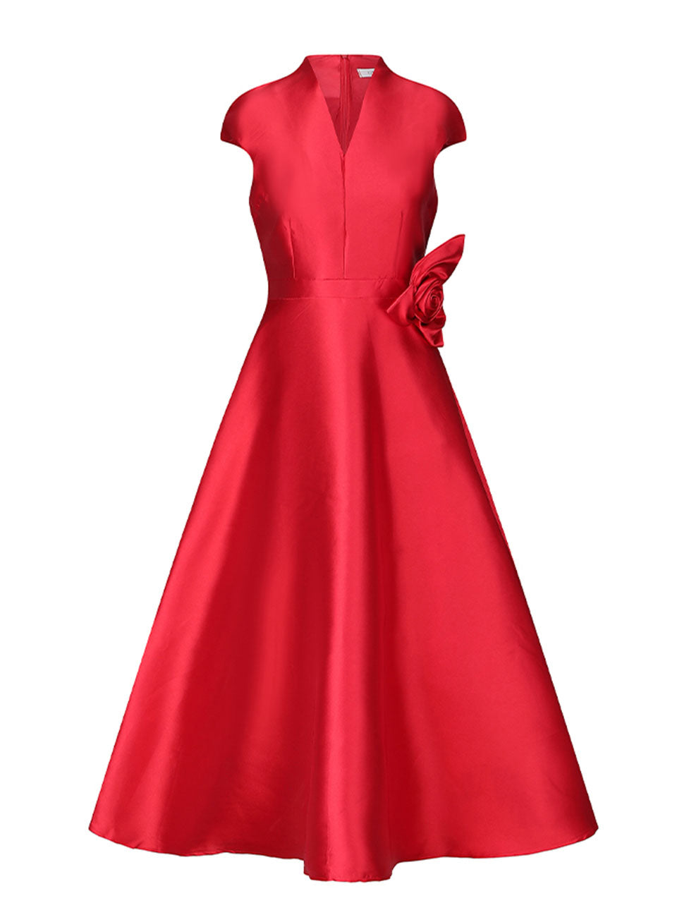 White Satin Cap Sleeve Dress for Wedding Midi Dress