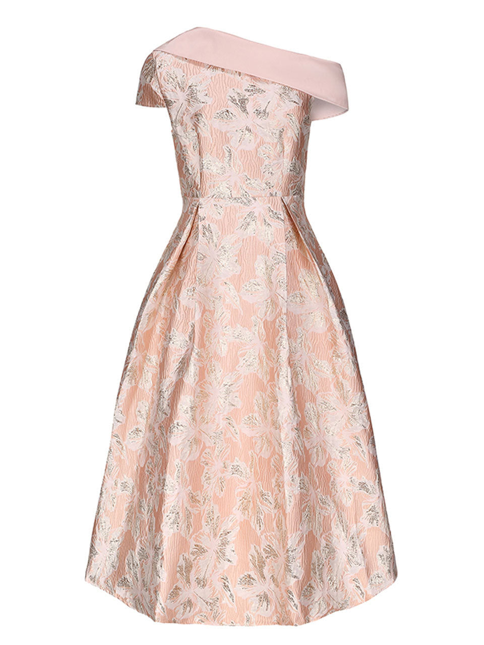 Baby Blue Luxury 3D Floral Brocade One Shoulder Cap Sleeve Vintage Party Gown
