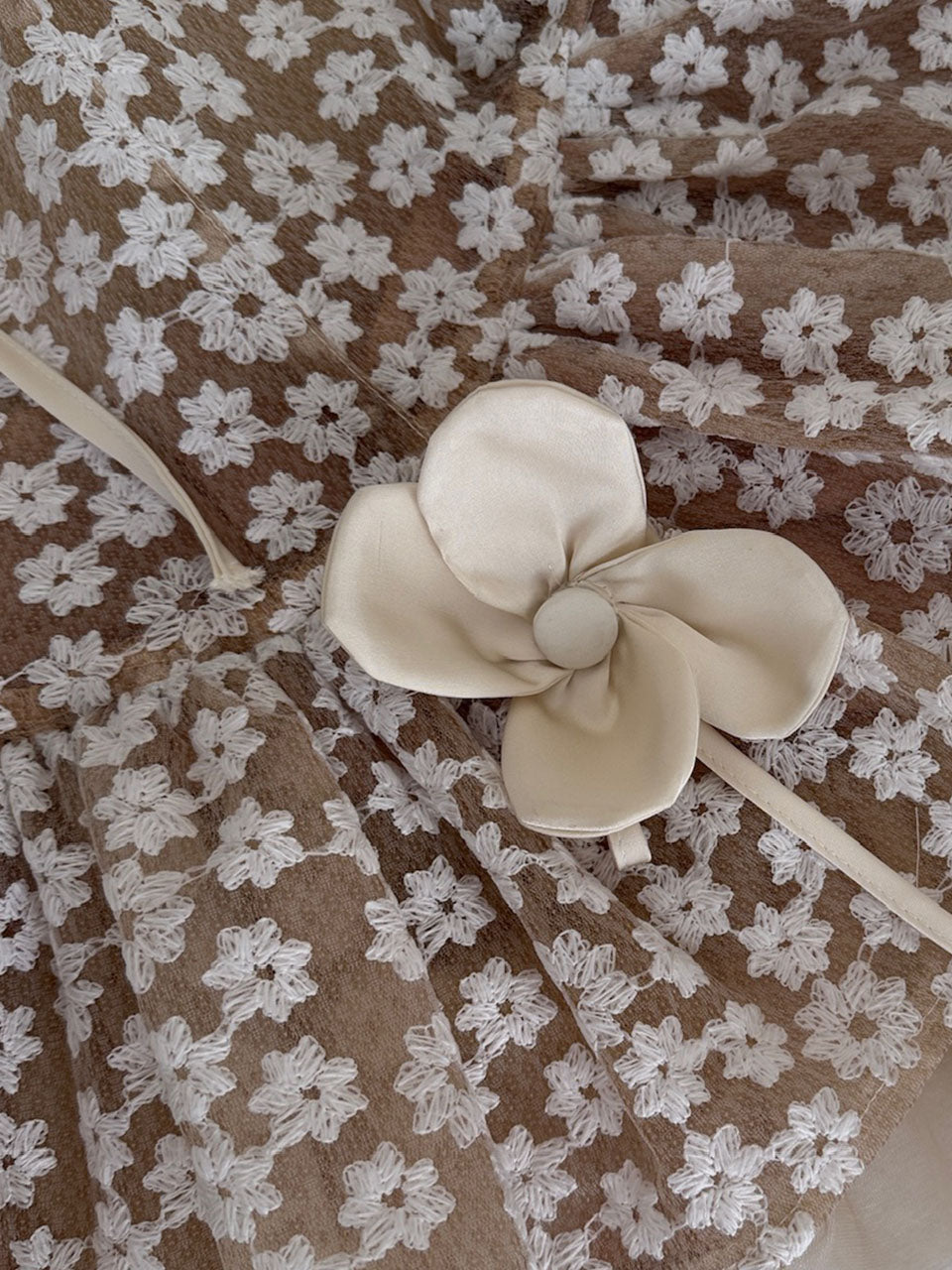 Balletcore Apricot Flower Lace Corset Mini Dress