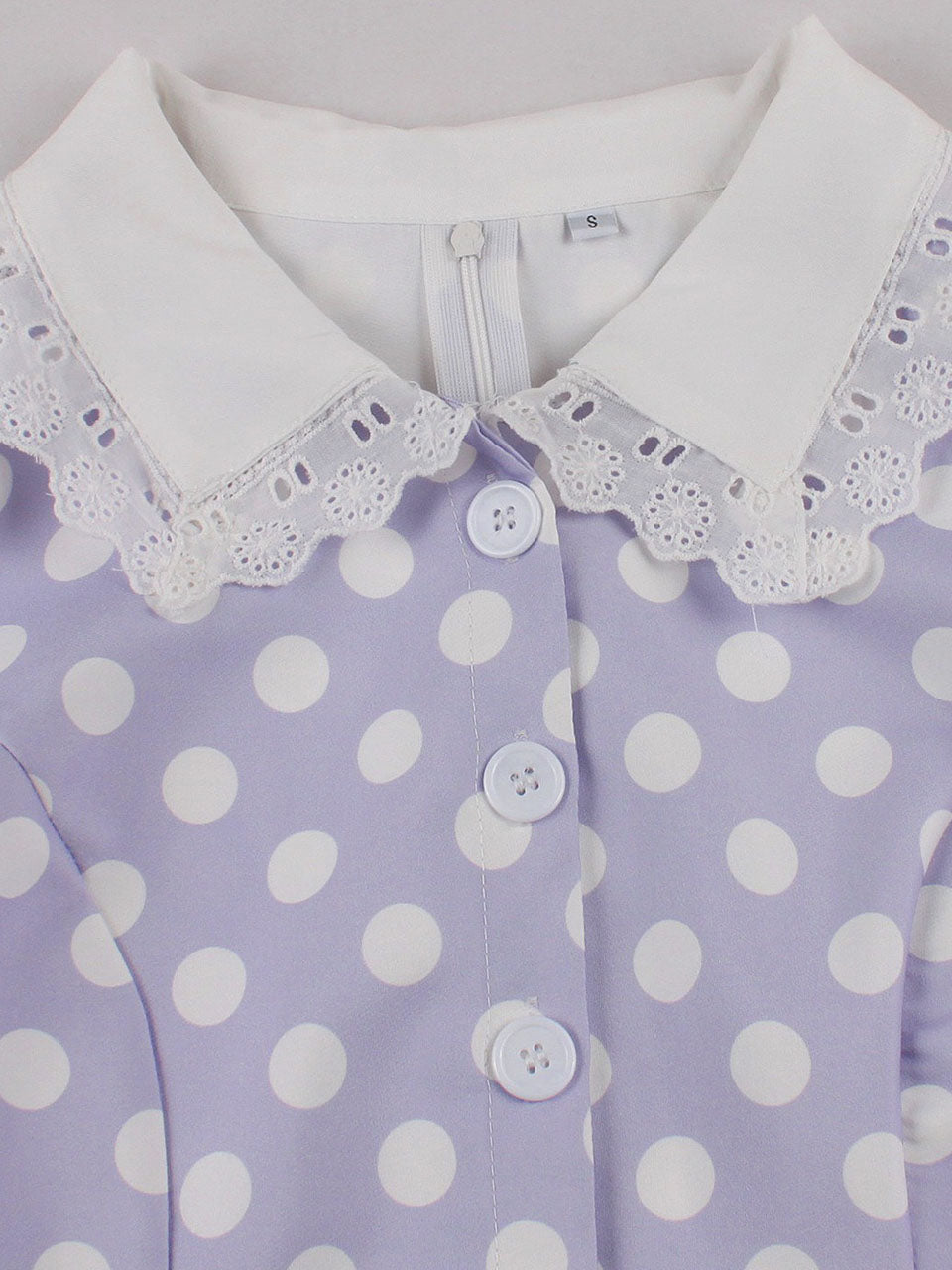 1950s Purple Peter Pan Collar Polka Dots Swing Dress