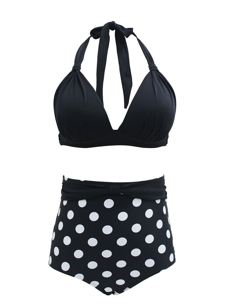 Classical Retro Style Contrast Color Two Pieces Bikini Sets