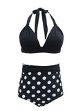 Classical Retro Style Contrast Color Two Pieces Bikini Sets