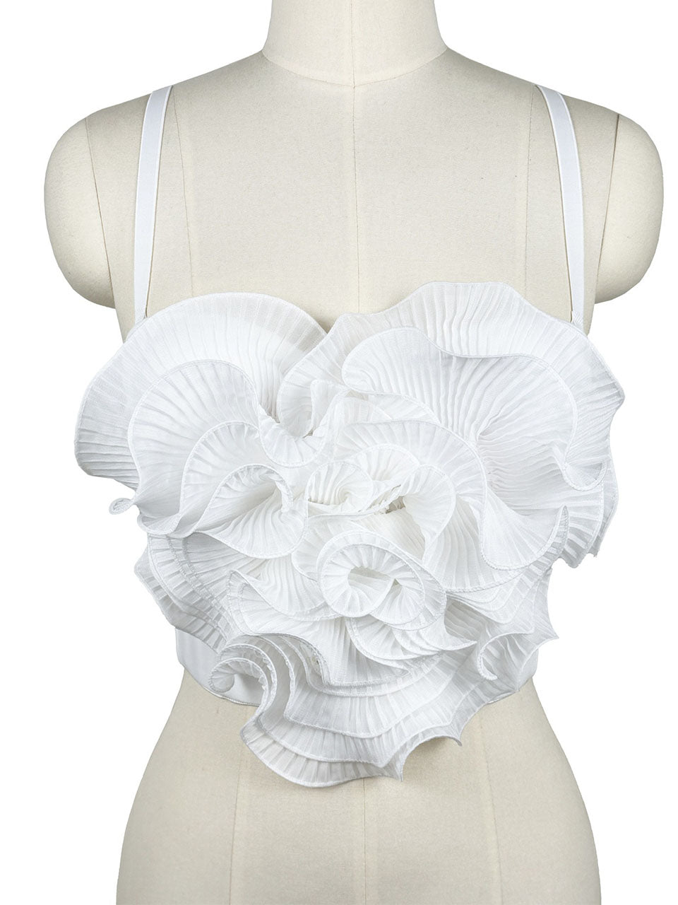 Red Rose Flower Corset Top - Pleated 3D Floral Spaghetti Strap Bustier