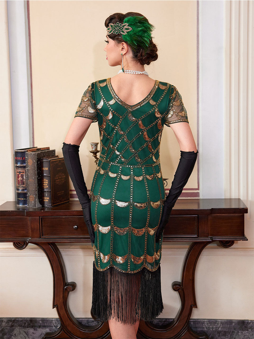 1920s Flapper Dress Gatsby Costume Sequined Fringed Cocktail Party Dress