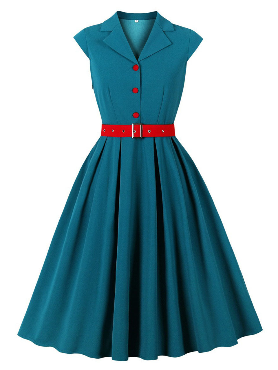 Audrey Hepburn Style Vintage Baby Blue 1950s Cotton Shirt Dress