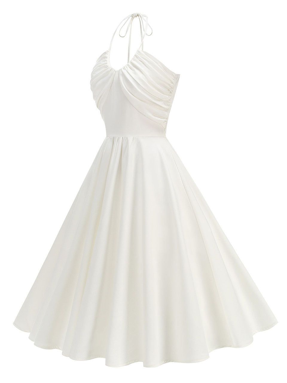 White Halter Neck Vintage Dress