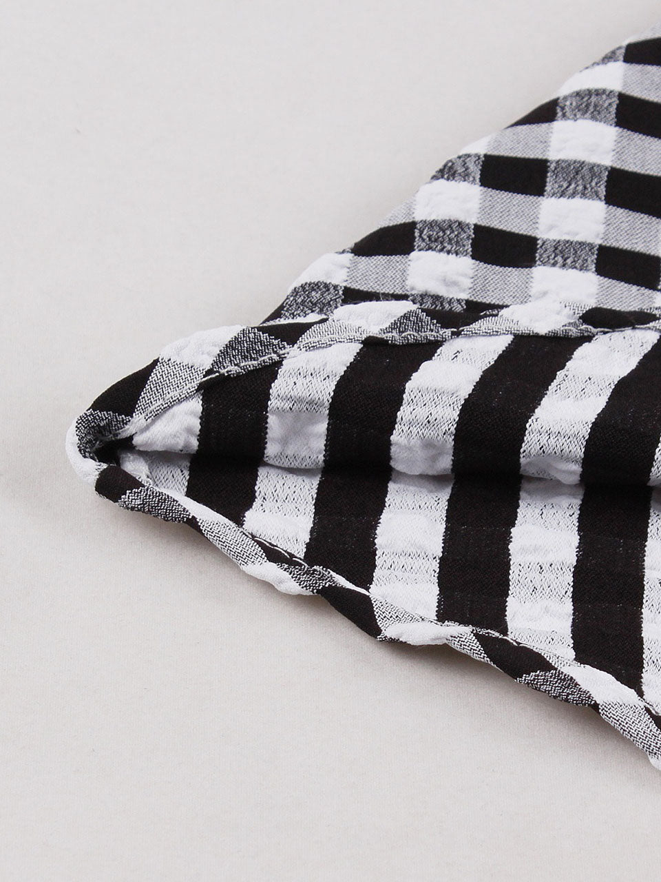 Black White Plaid 1950s Short Sleeve Swing Dress