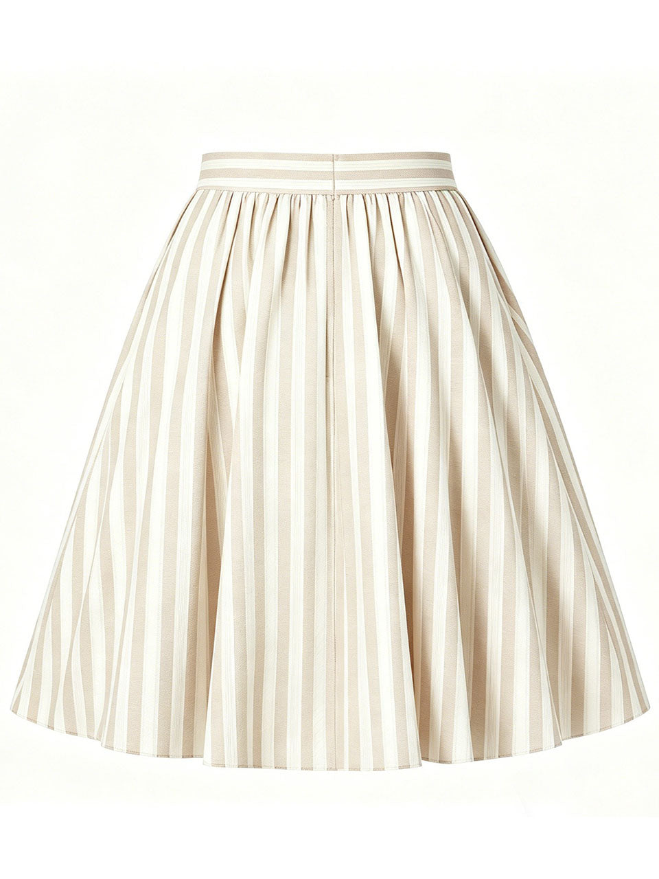 1950S Pink Vertical Stripe  High Waist Pleated Swing Vintage Skirt