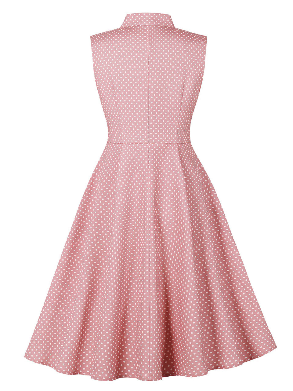 Pink Bow Collar Polka Dots  1950s Vintage Dress