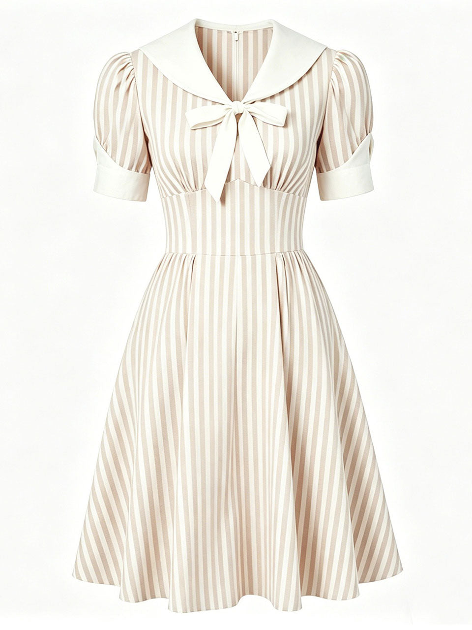 Pink Vertical Stripe Sailor Collar Vintage Dress