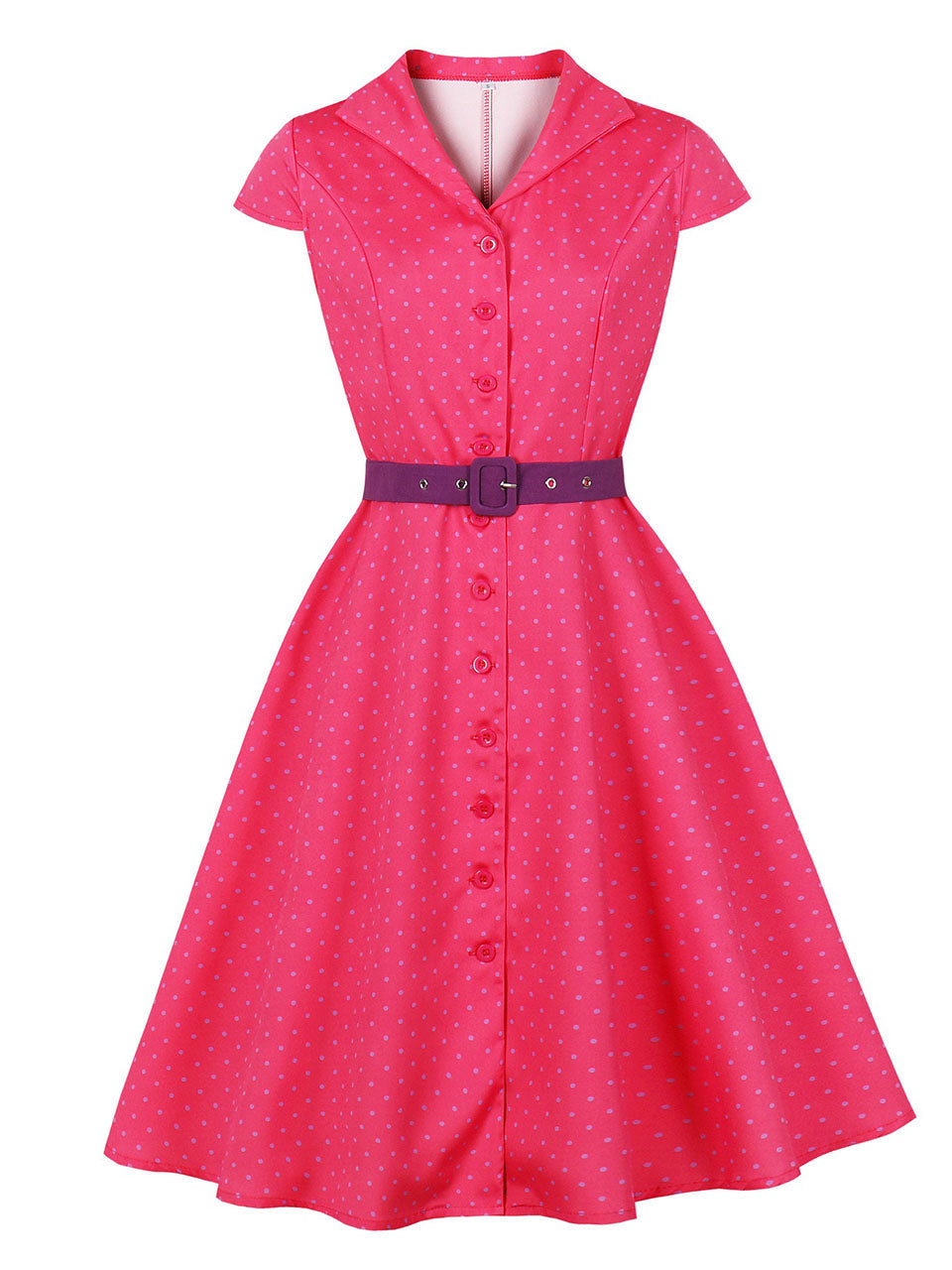 1950s Vintage Blue & Yellow Polka Dot Rockabilly Swing Dress