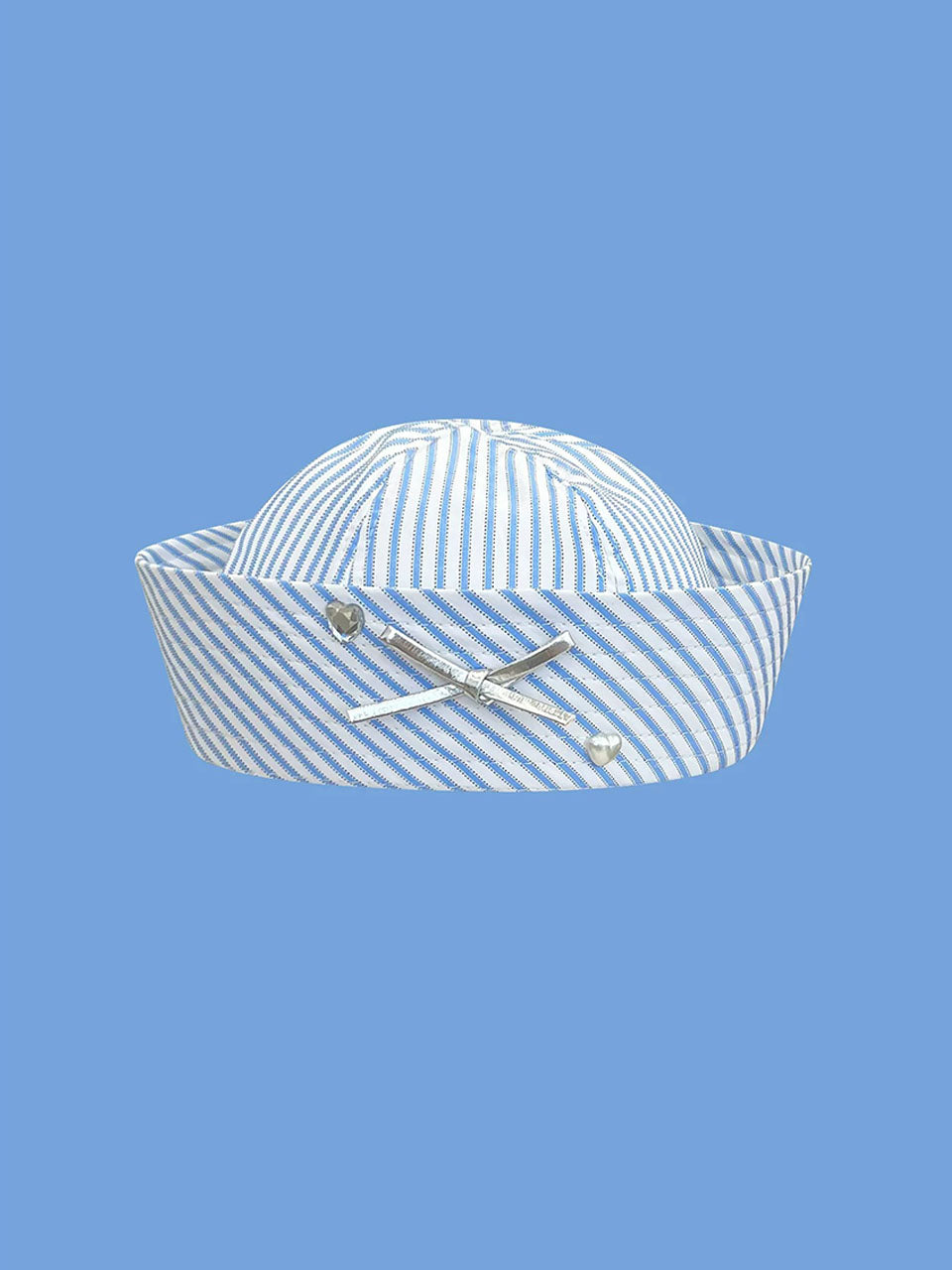 Light Blue Striped Sailor Hat for â€?Retro Canvas Gob Cap