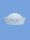 Light Blue Striped Sailor Hat for â€?Retro Canvas Gob Cap