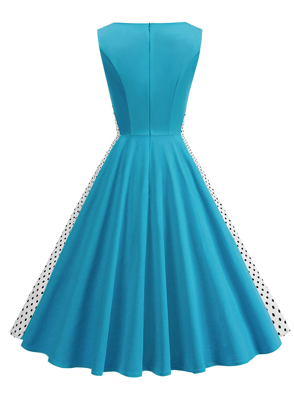 1950s Vintage Polka Dot Sleeveless Retro Swing Dress