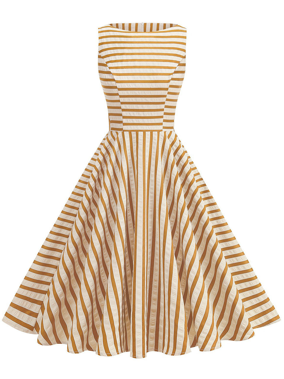 1950s Vintage Stripe Sleeveless Retro Swing Dress