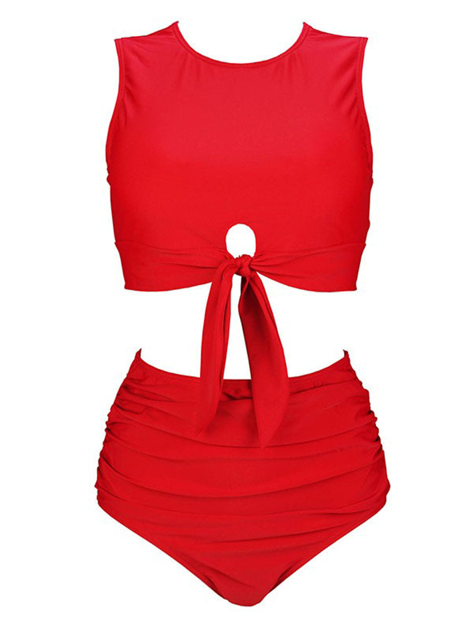 Vintage Inspired High-Waisted Red Bikini Set