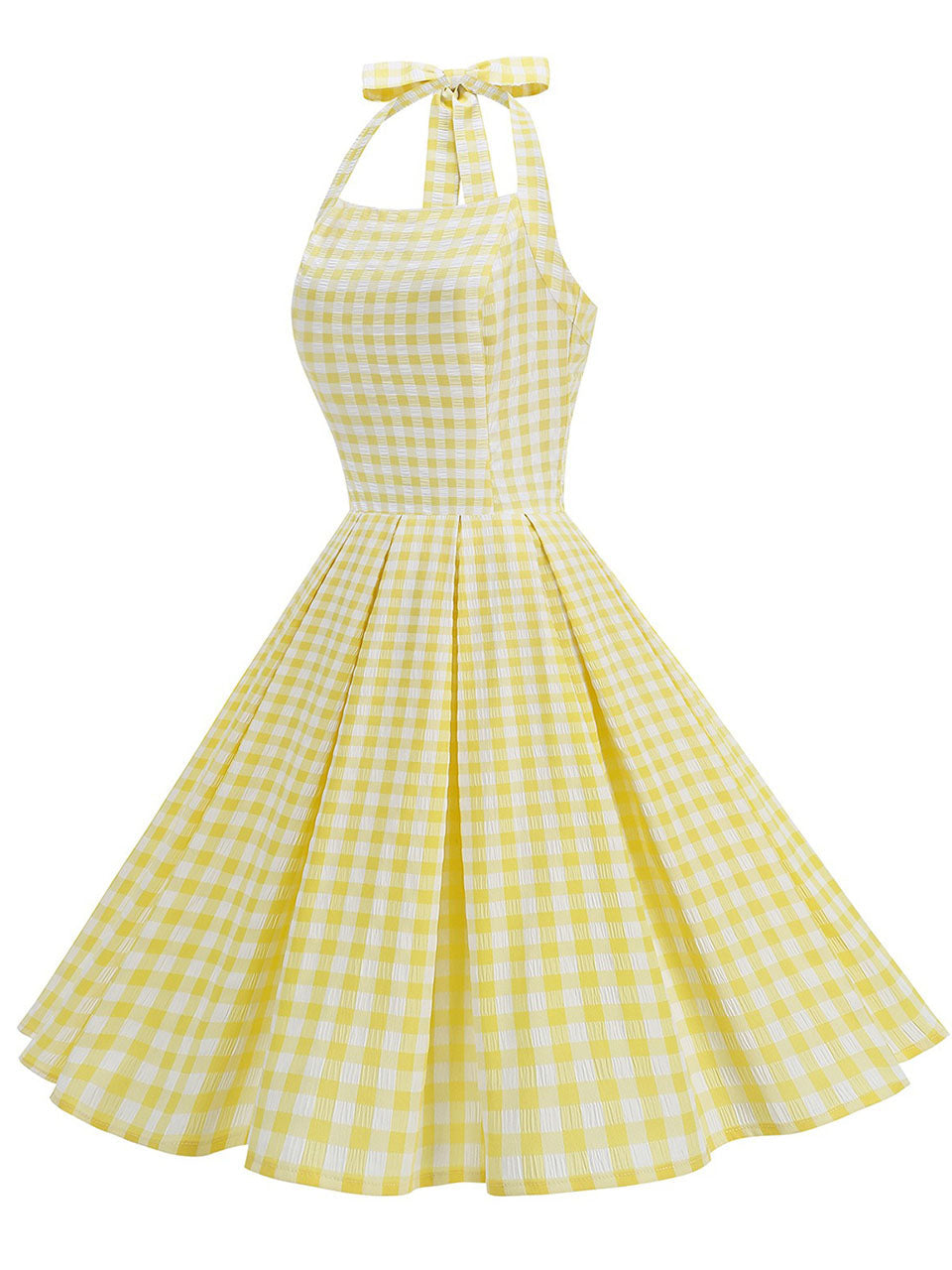 Red Plaid Halter Neck Vintage Dress