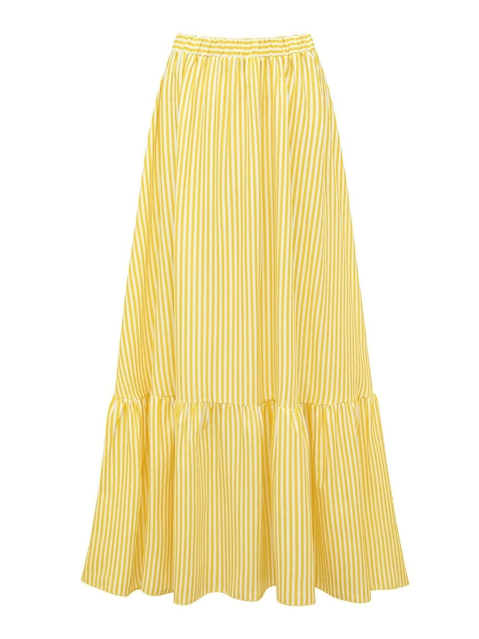Yellow Striped Ruffle V-Neck One Piece Swimsuit