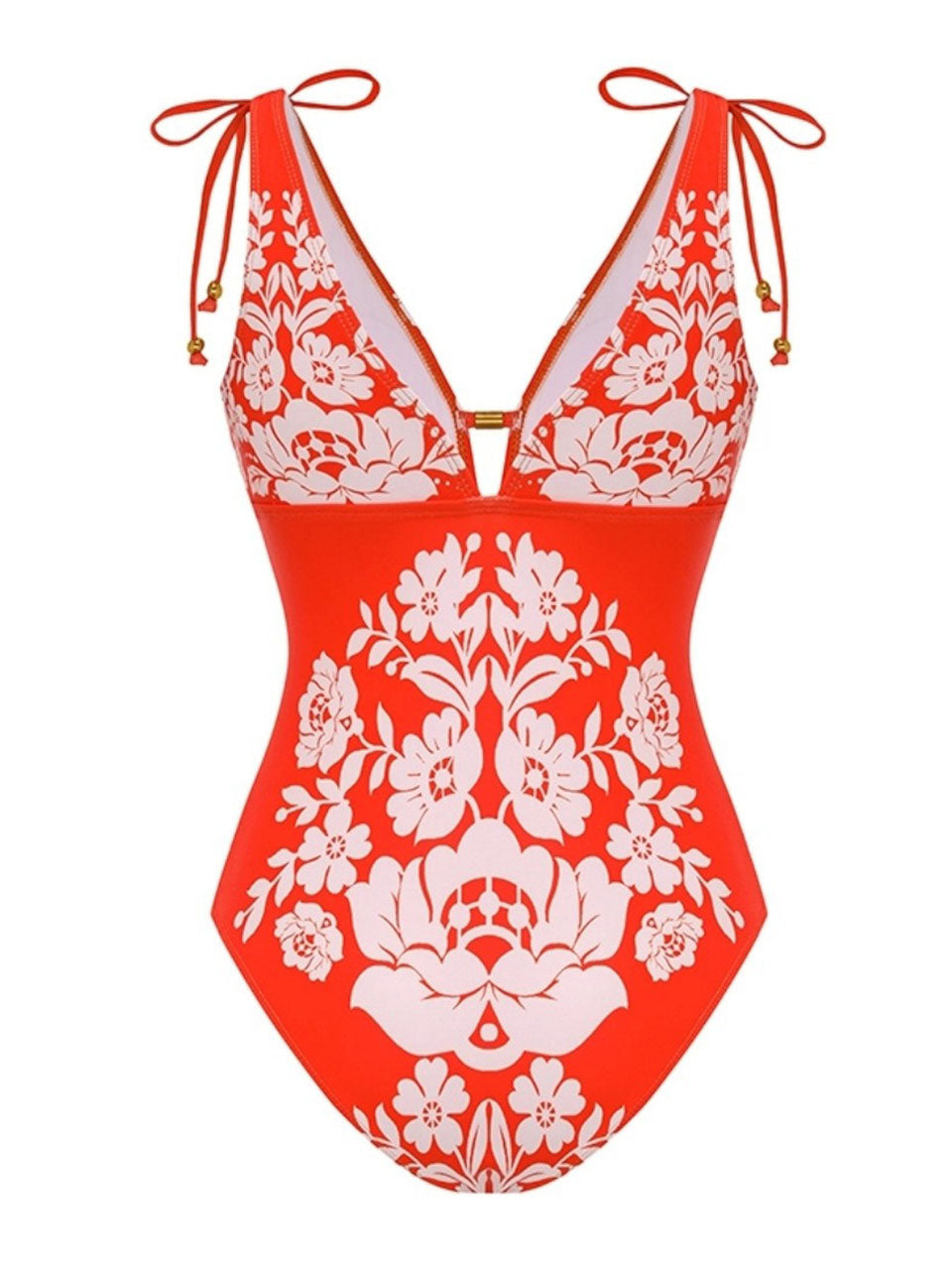 Red Floral Bohemian One Piece Swimsuit