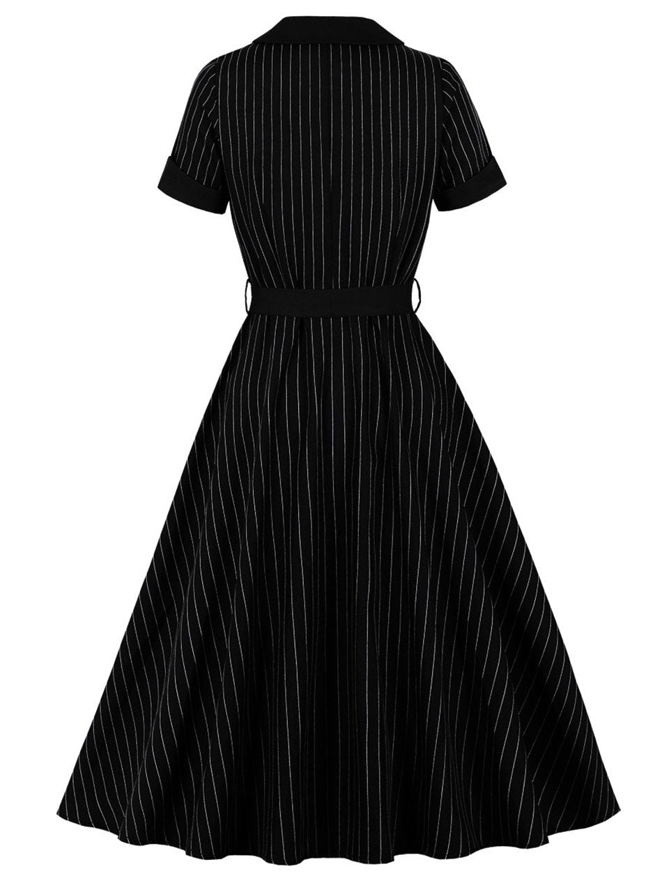 Vintage 1950s Navy Pinstripe Shirt Swing Dress