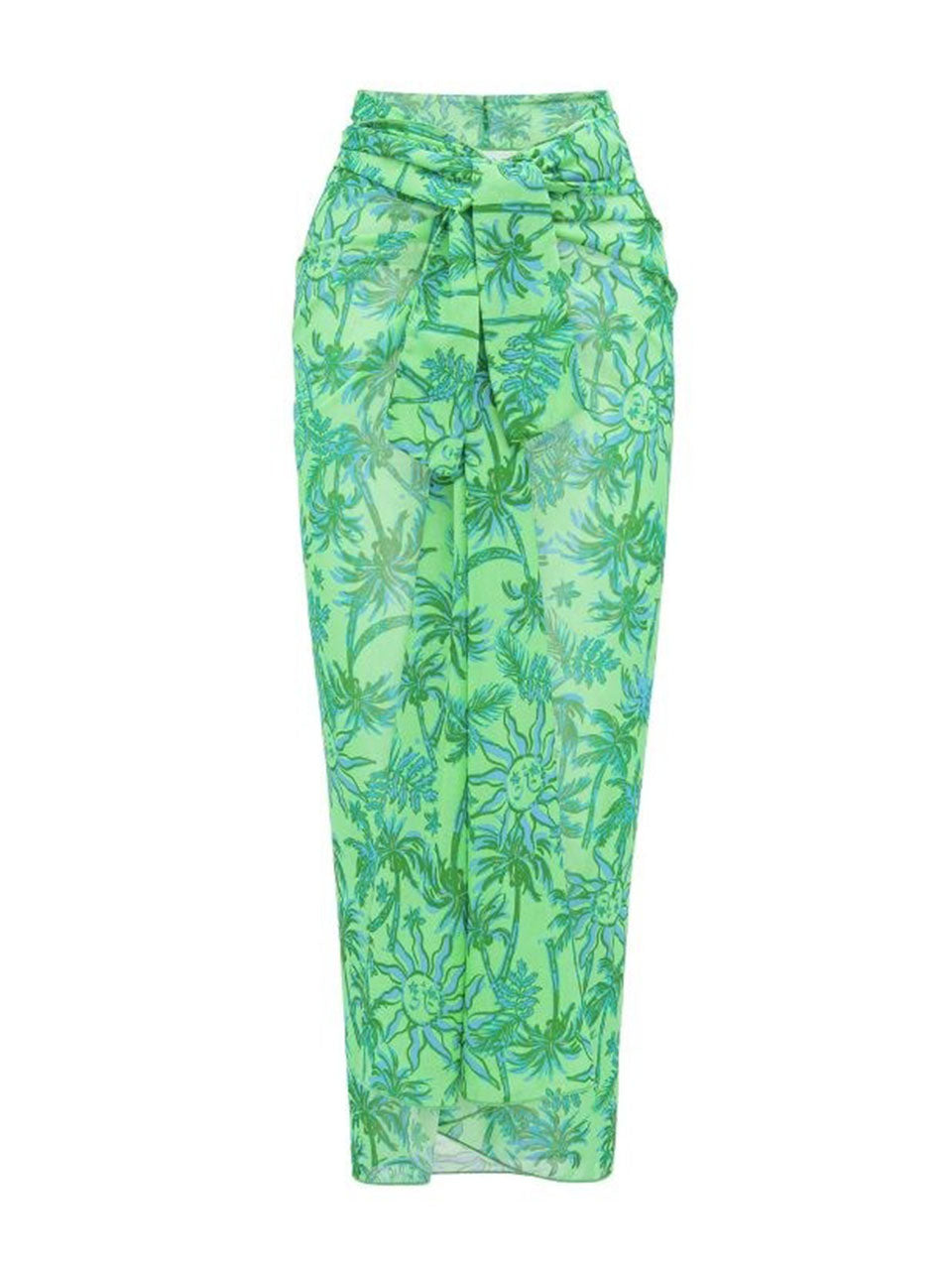 2PS Green One Shoulder Ruched Tropical Swimsuit