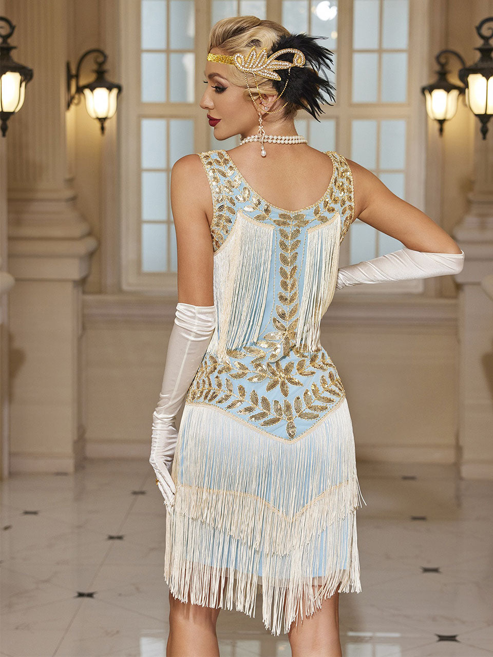 Crew Neck Sequined Beaded Tassels 1920S Gatsby Dress