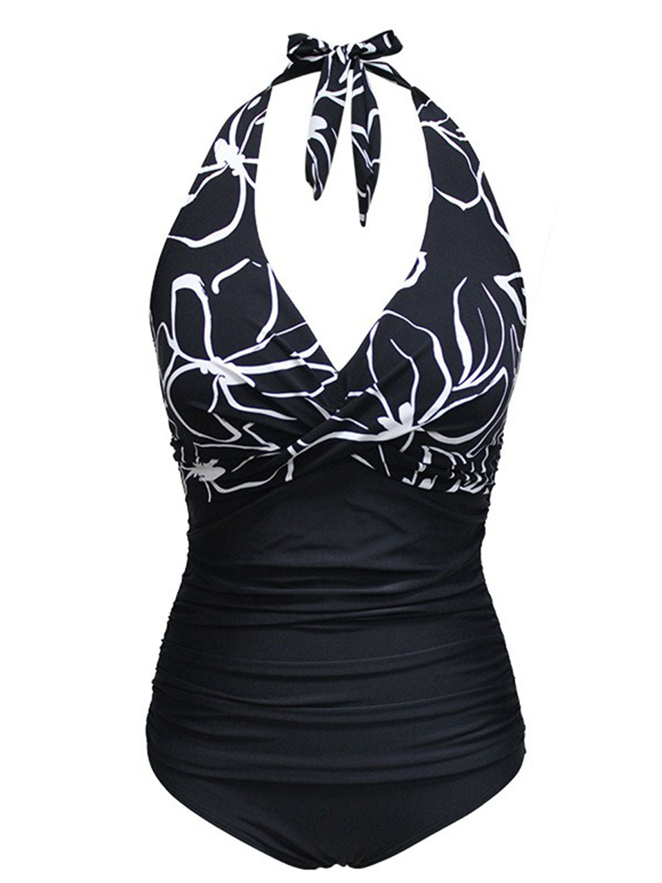 Halter Cross-Front One-Piece Swimsuit