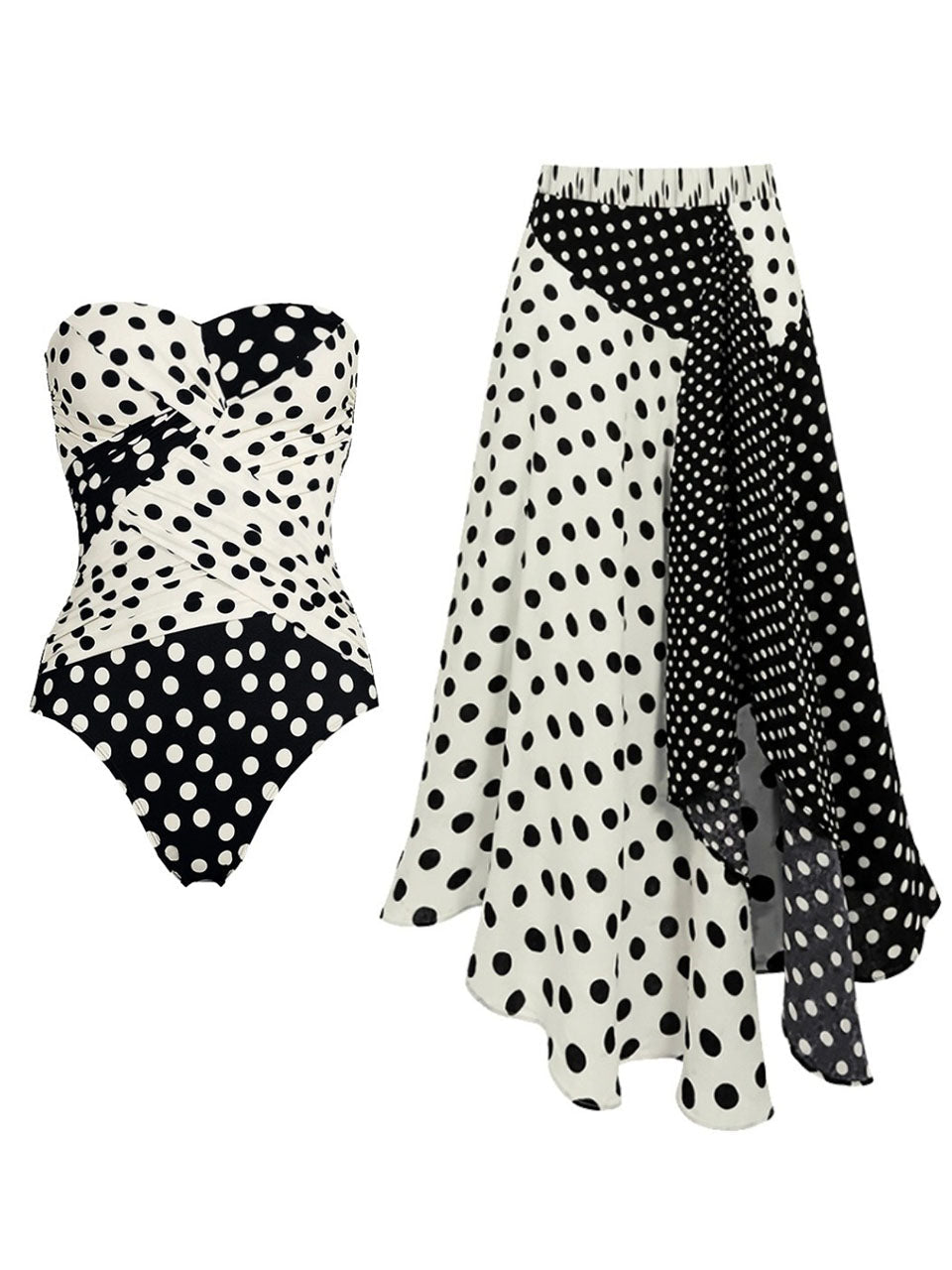 Strapless Polka Dot One Piece Swimsuit