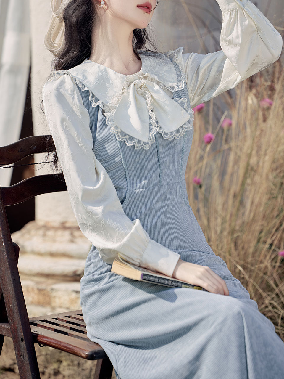 2PS Corduroy Suspender 1950S Dress
