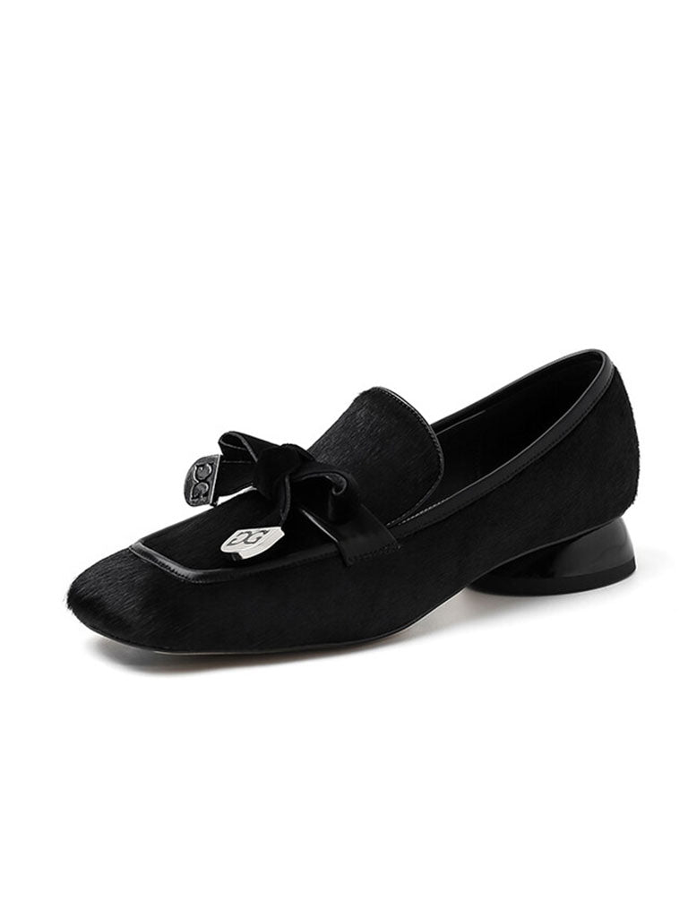 Flat Heel Leopard Square Toe Loafer Vintage Shoes