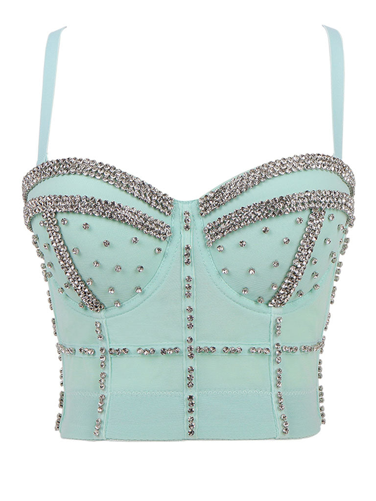 Handmade Rhinestones Corset Camisole Top