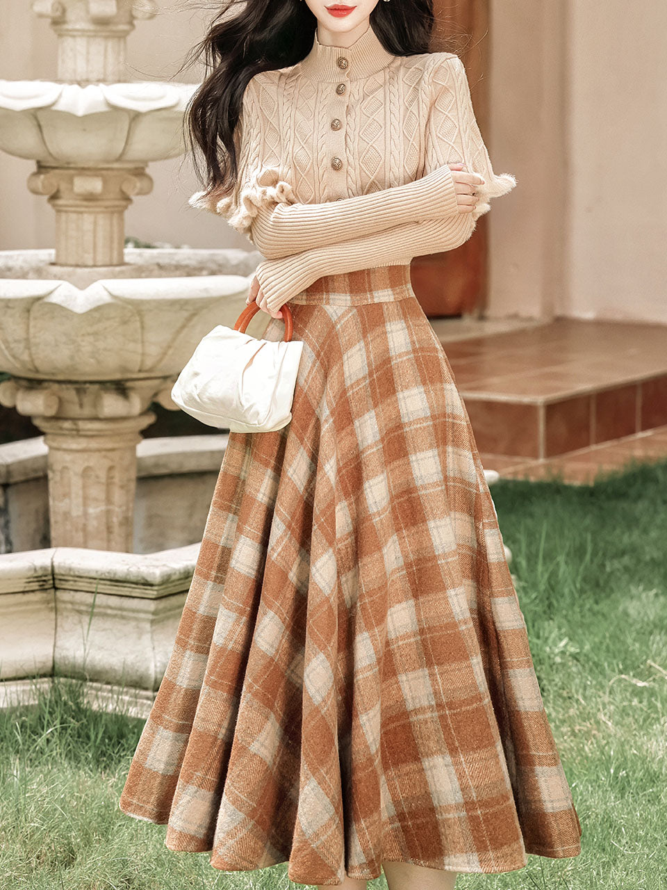 3PS Brown Knitted Sweater Top Cape