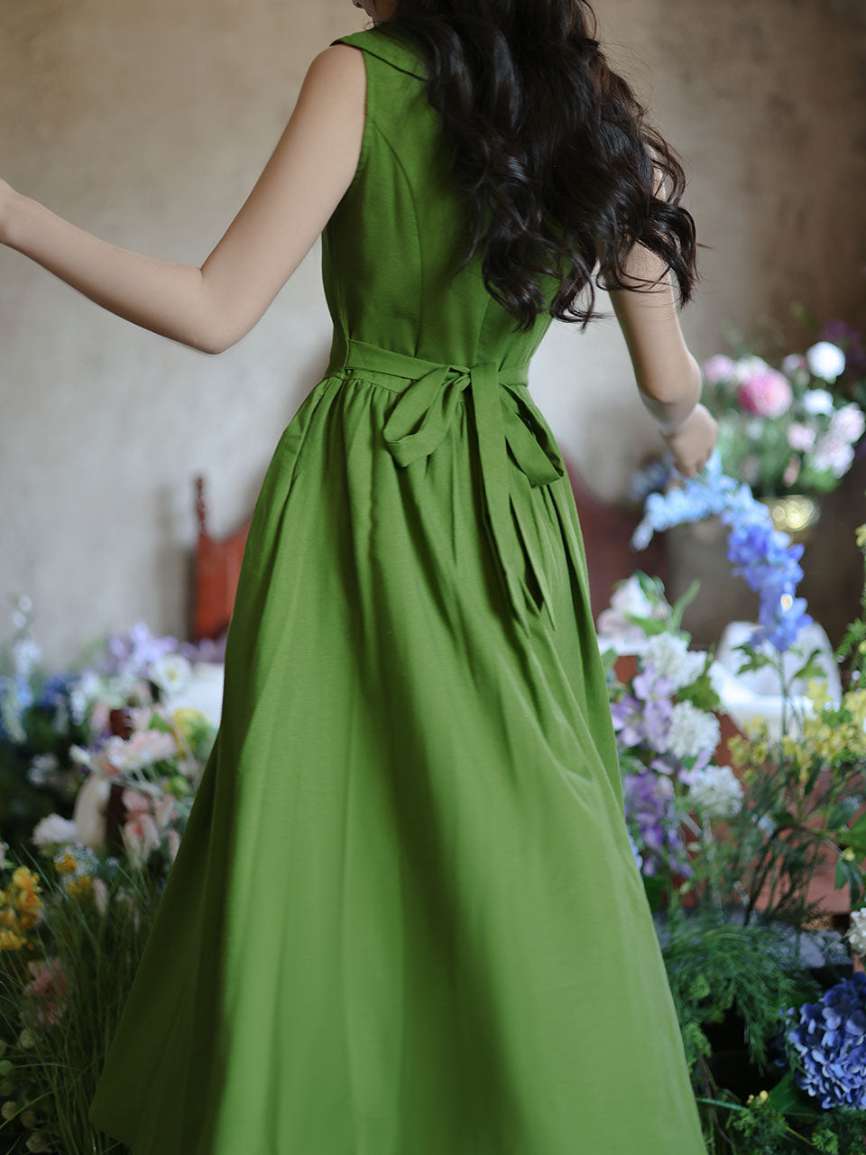 Forest Green Classic 1950s Vintage Dress