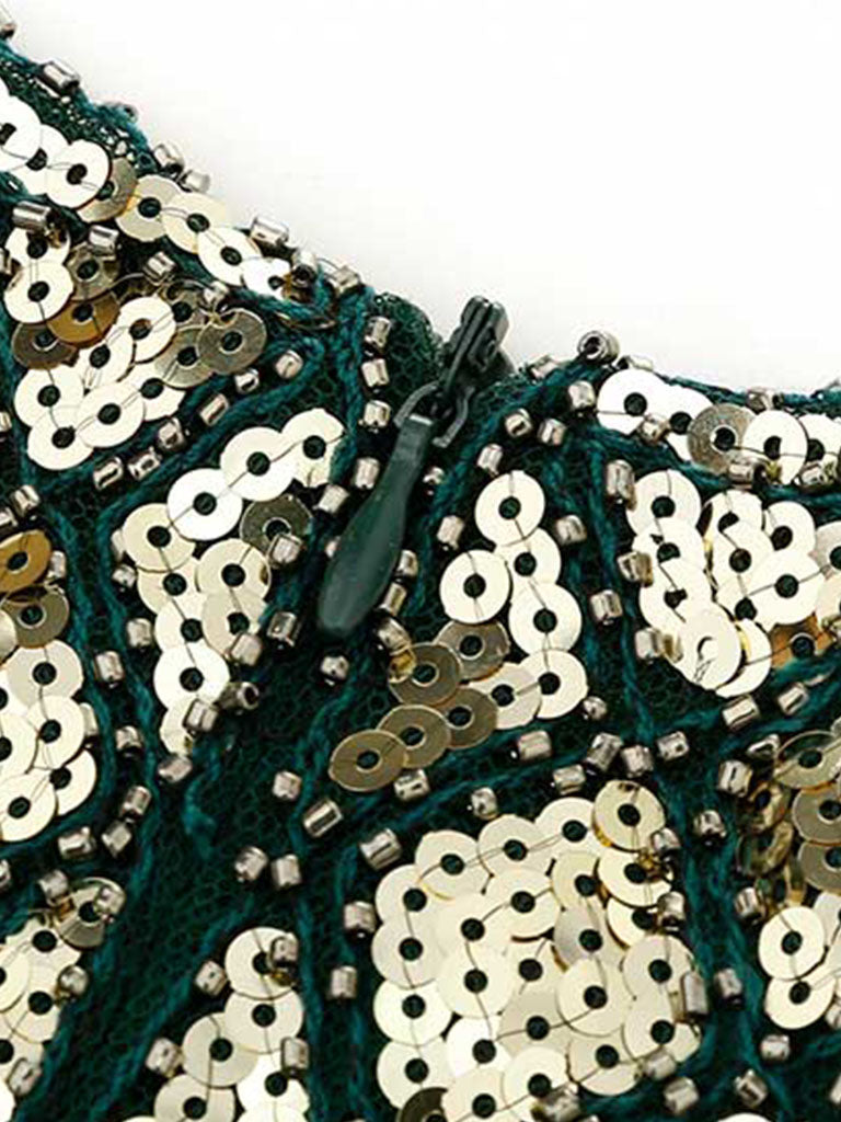 6 Colors Short Sleeve 1920s Sequined Flapper Dress