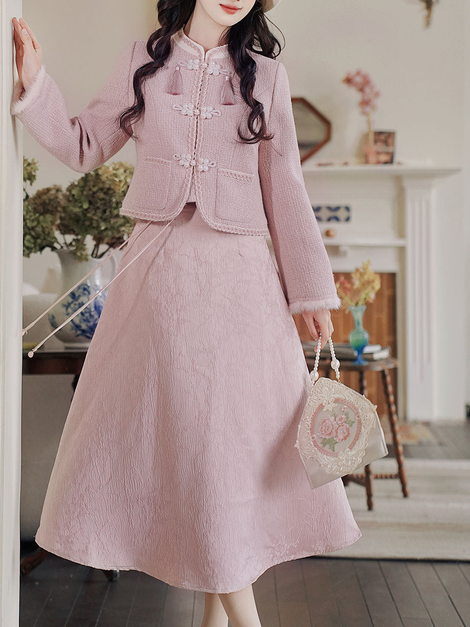 2PS Pink Long Sleeve Warm Coat