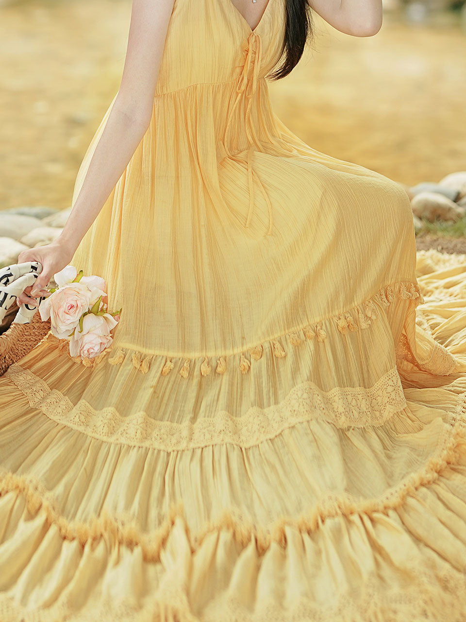 2PS Yellow Bohemian Maxi Dress Set