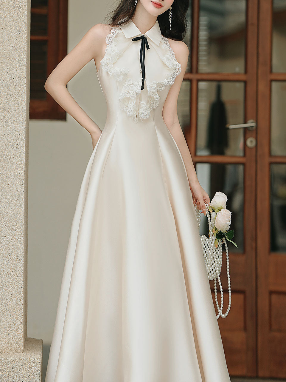 1950s Vintage Halter A-line Gown