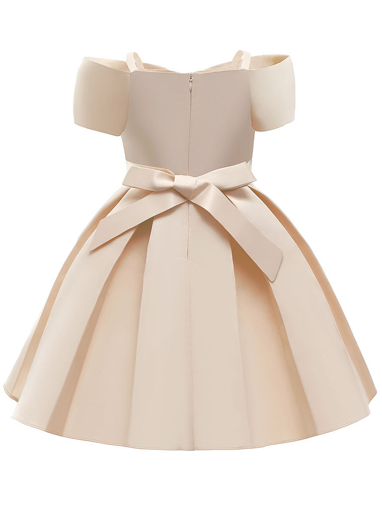 Kids Little Girls' Dress Off Shoulder Bow Birthday Christening Dress