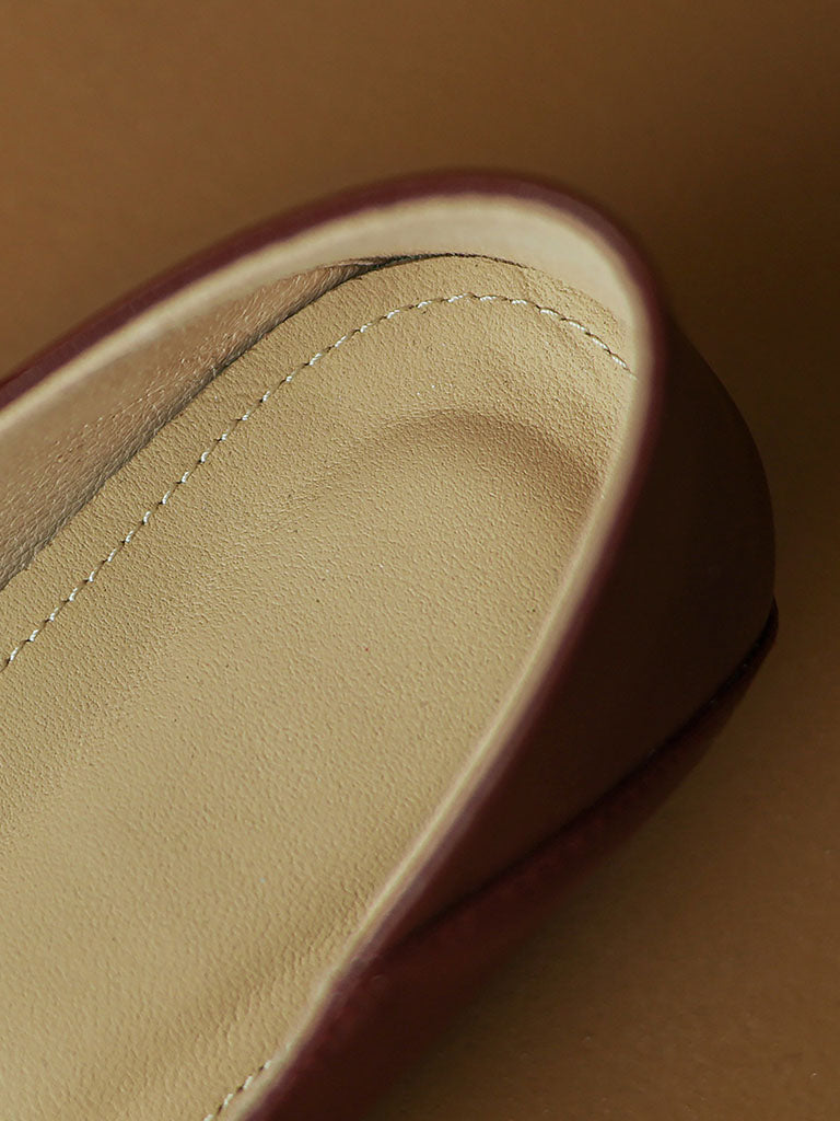 Flat Heel Pointed Toe Hollow Belt Leather Vintage Shoes