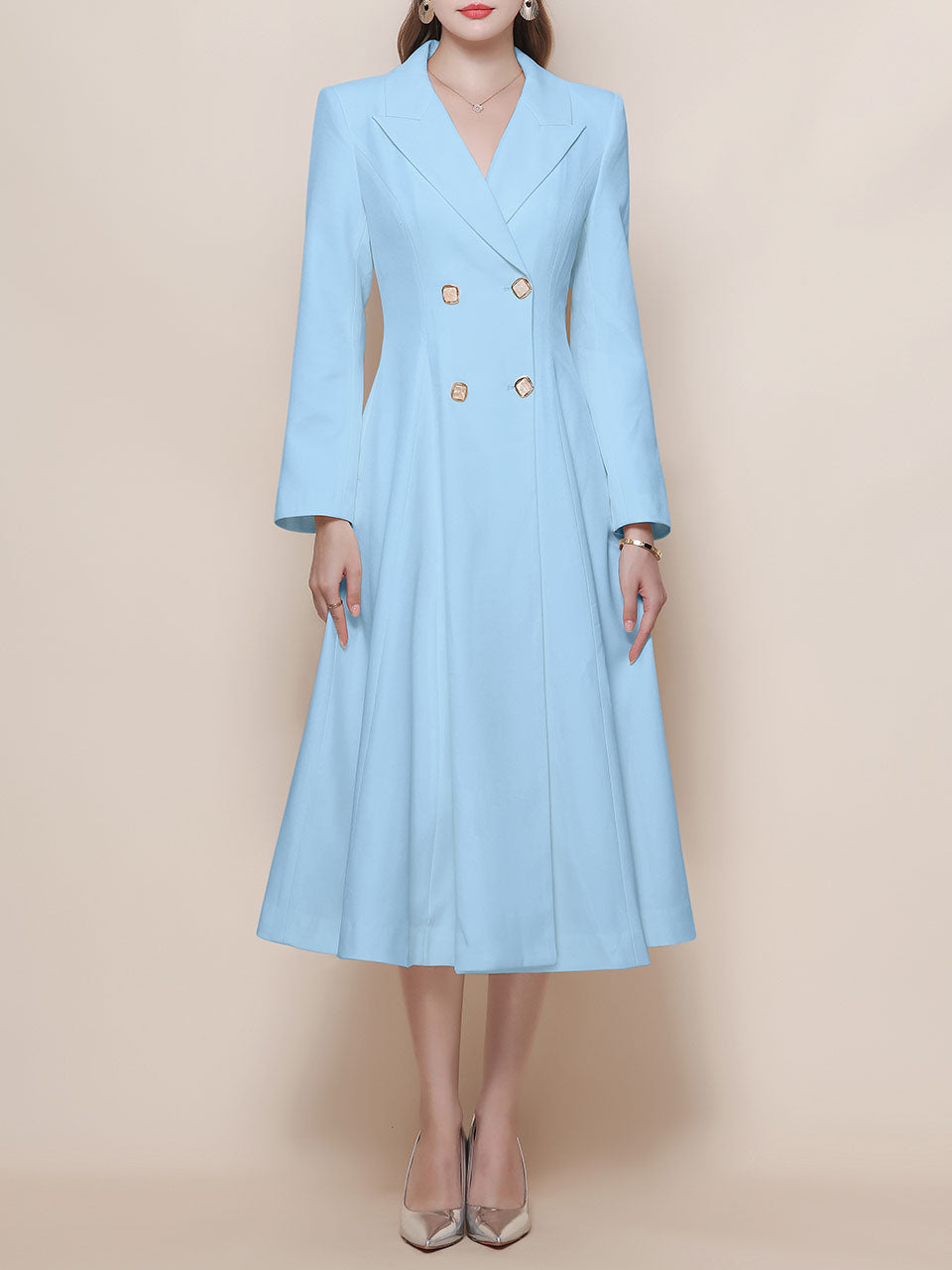 White Vintage Style Double Breasted Trench Dress Coat