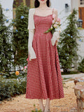 2PS Red Plaid Spaghetti Strap Dress