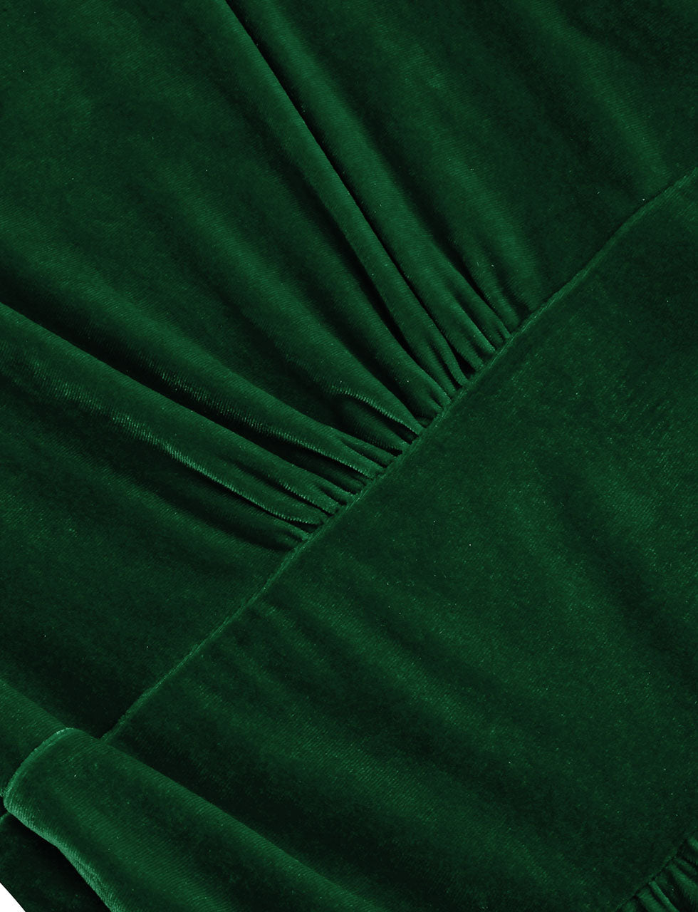 Christmas Green Square Collar Long Sleeve Velvet 1950S Vintage Swing Dress