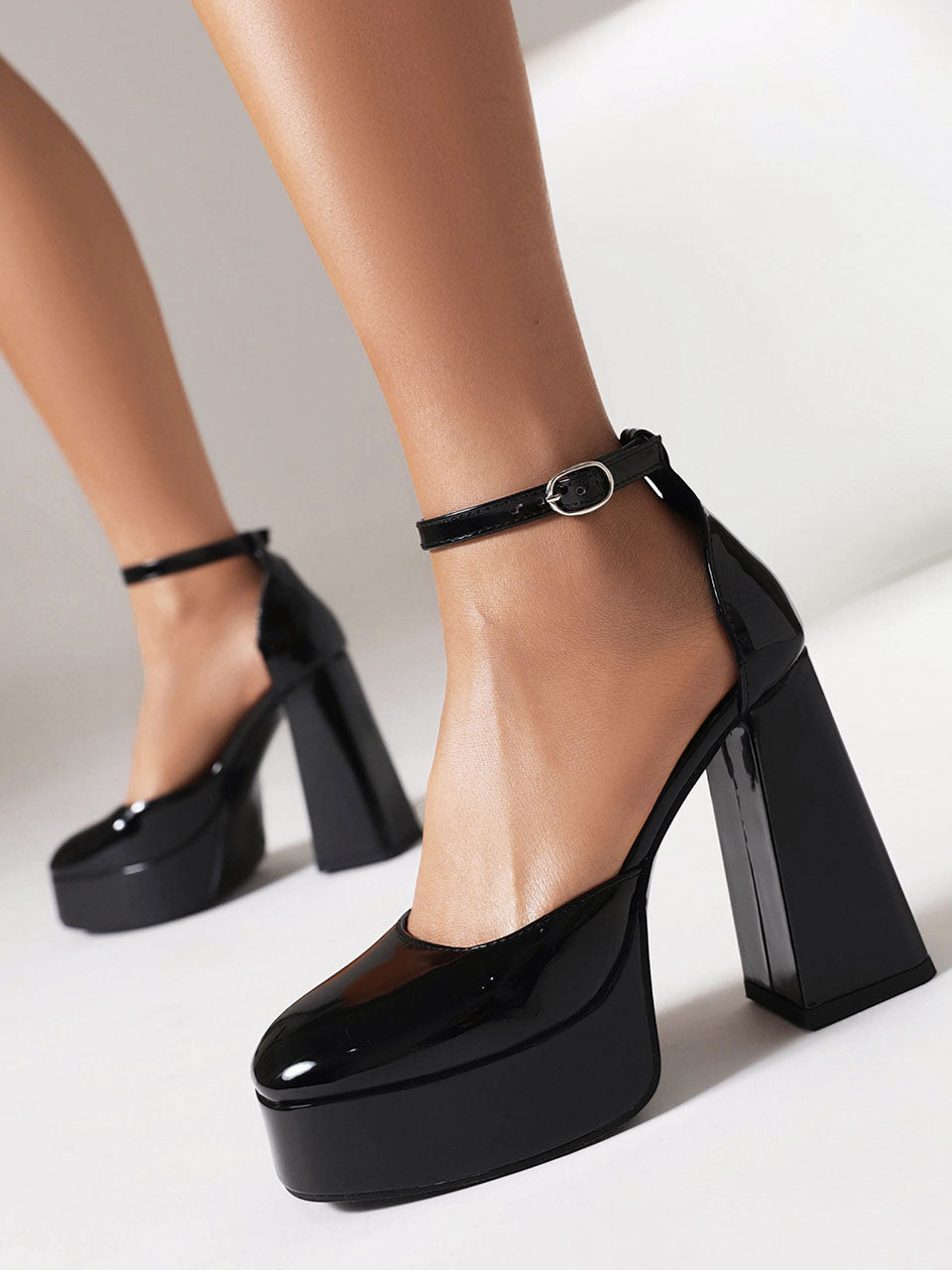 12CM High Heel Red Pointed Toe Platform Mary Jane Pump