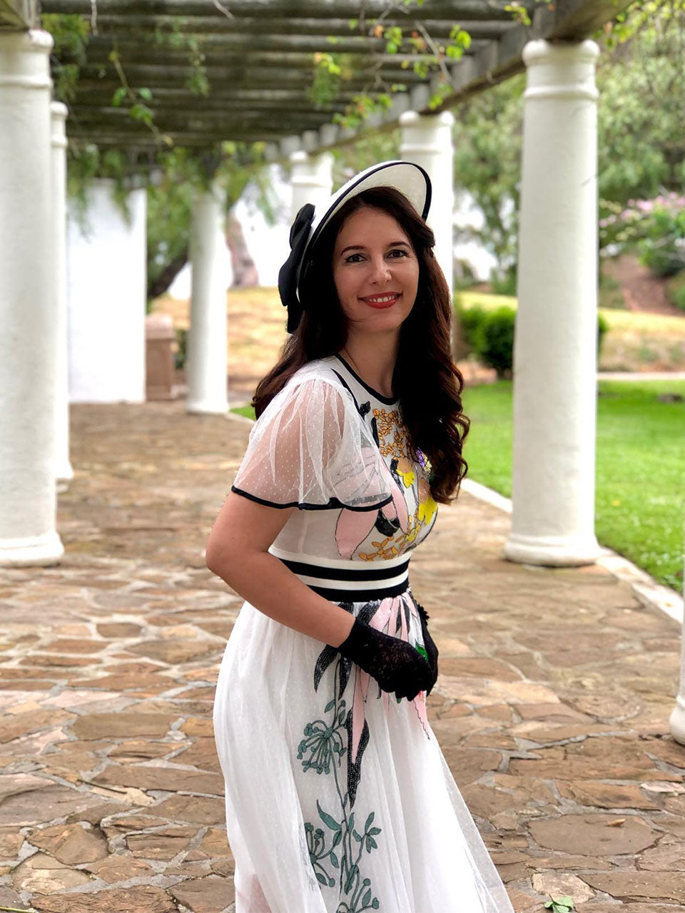Embroidered Cape Style 1950s Vintage Party Dress