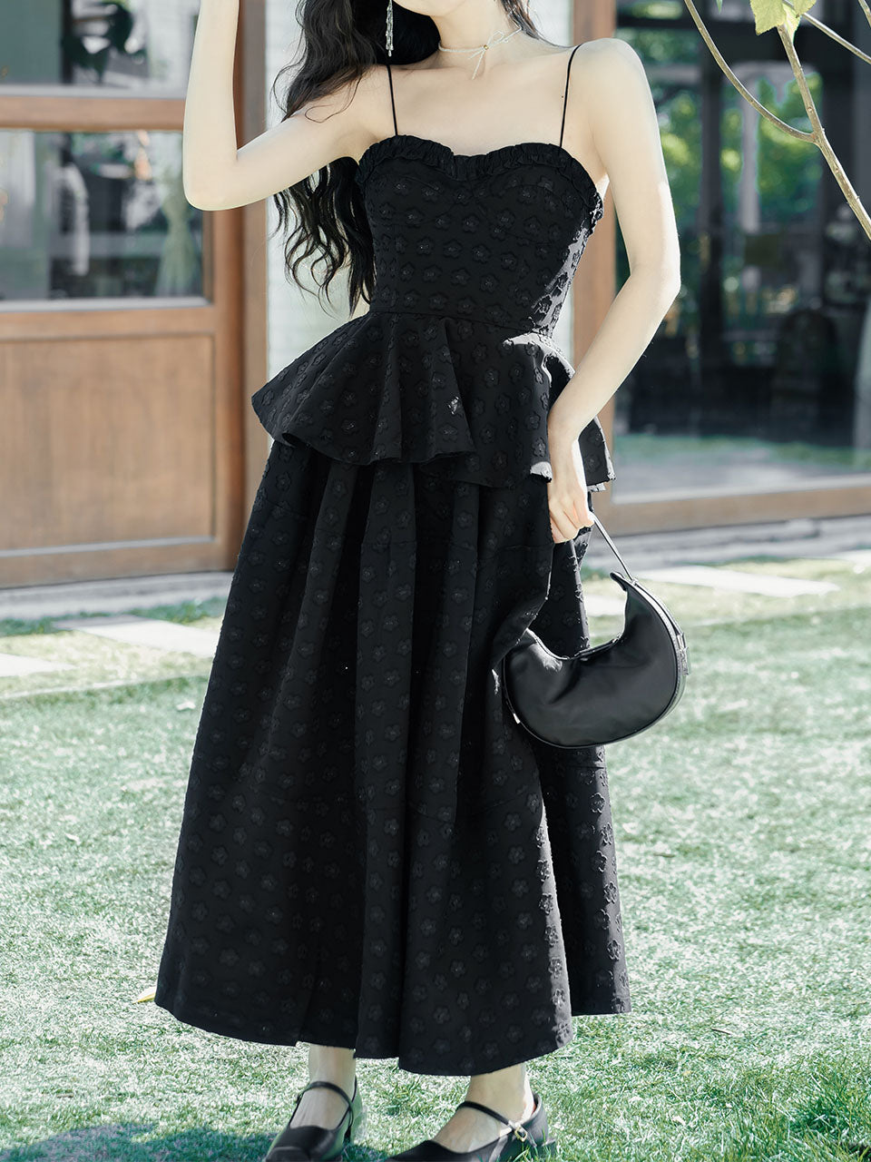 Gothic Jacquard Tunic Spaghetti Camisole Top